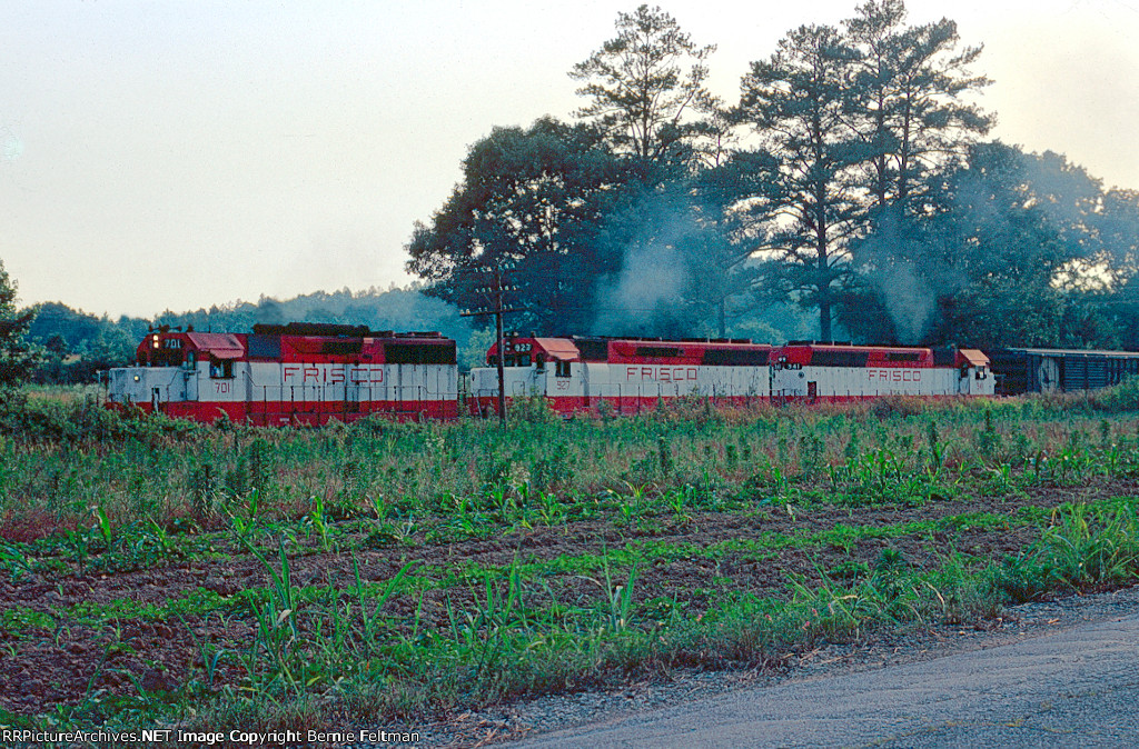 SLSF 701 (GP35) leads SD45's 927 & 941 on train # 131 